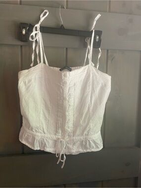 Brandy Melville White Tie-Shoulder Button Front Cotton Camisole